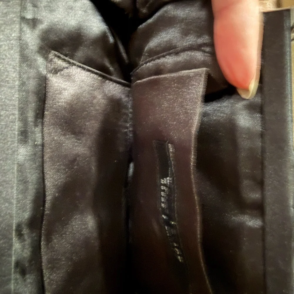 White House Black Market Black Satin/Organza Evening Clutch with Silver Hardware - Picture 5 of 8